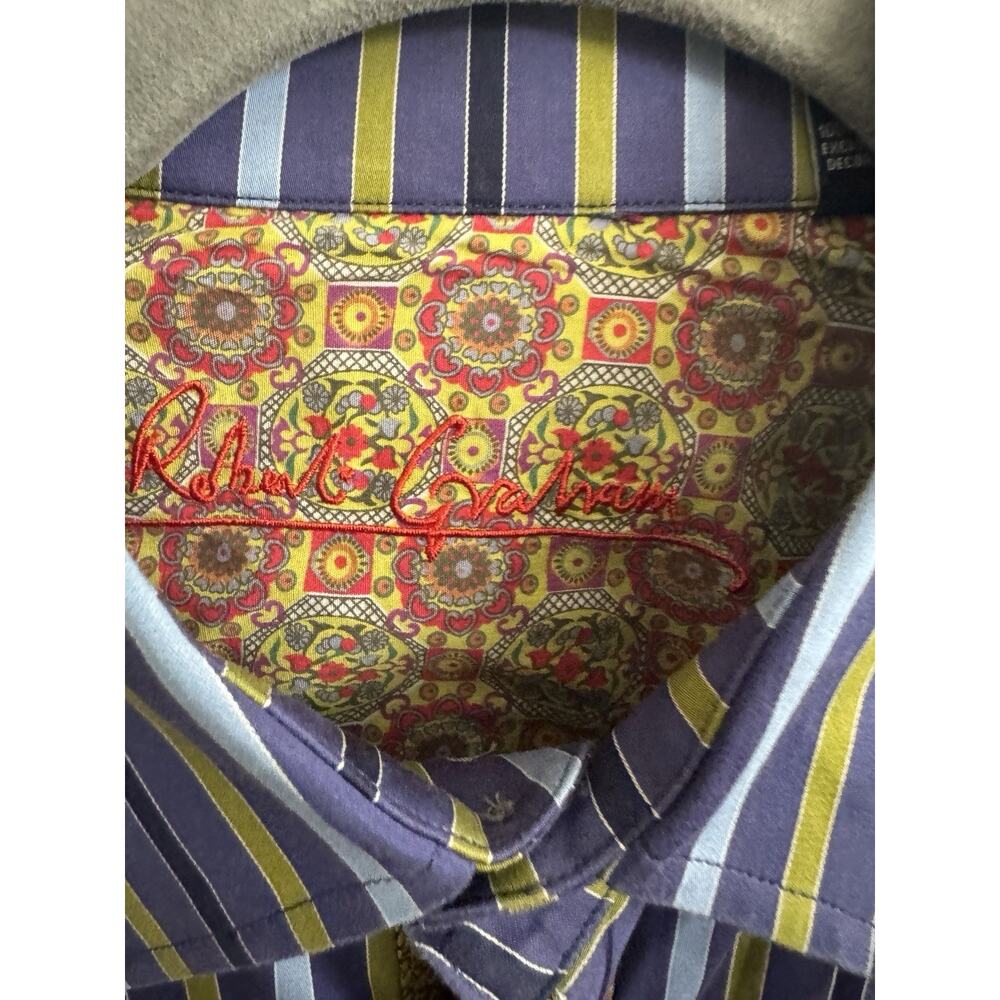 2 Robert Graham Men's Multi-Color Striped Flip Cuff Shirts Size Large. - Picture 8 of 14
